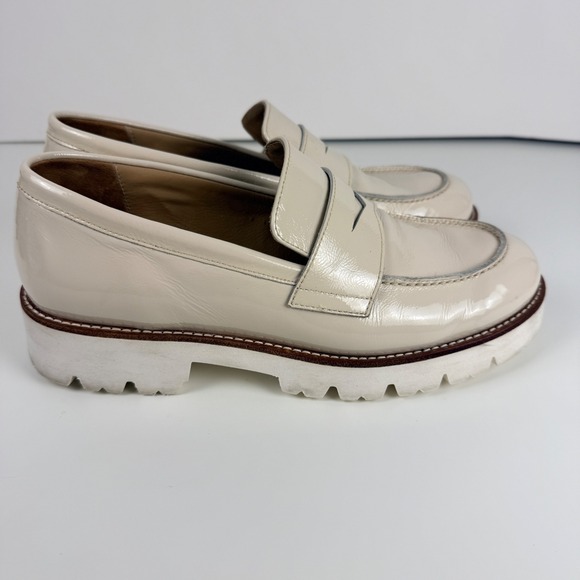 L'idea by Lori Women Cream Patent Leather Penny Loafers 40 Made in Italy - Picture 3 of 8